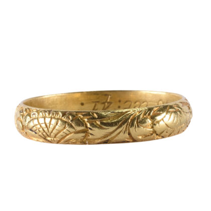 18th Century Memento Mori Chased 22k Gold "Pumpkin Head" Ring