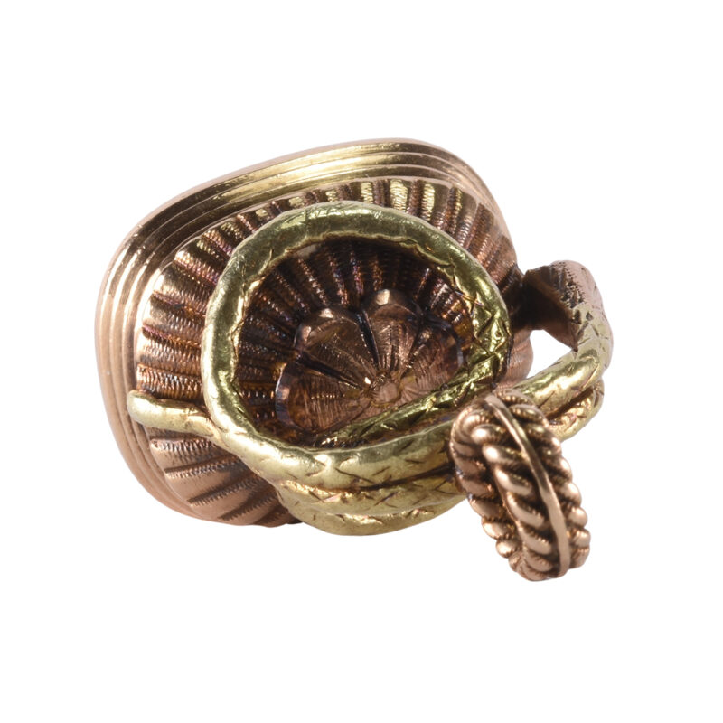 19th Century 15k Gold Snake Seal With Jasper Intaglio