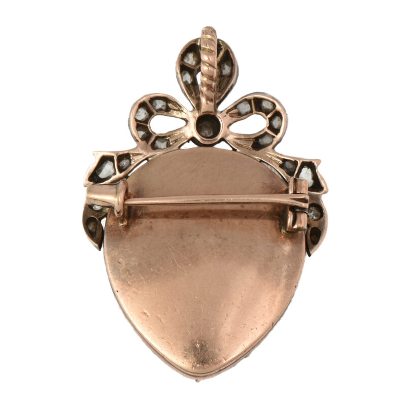 19th Century Portrait Miniature Gold & Diamond heart Pendant