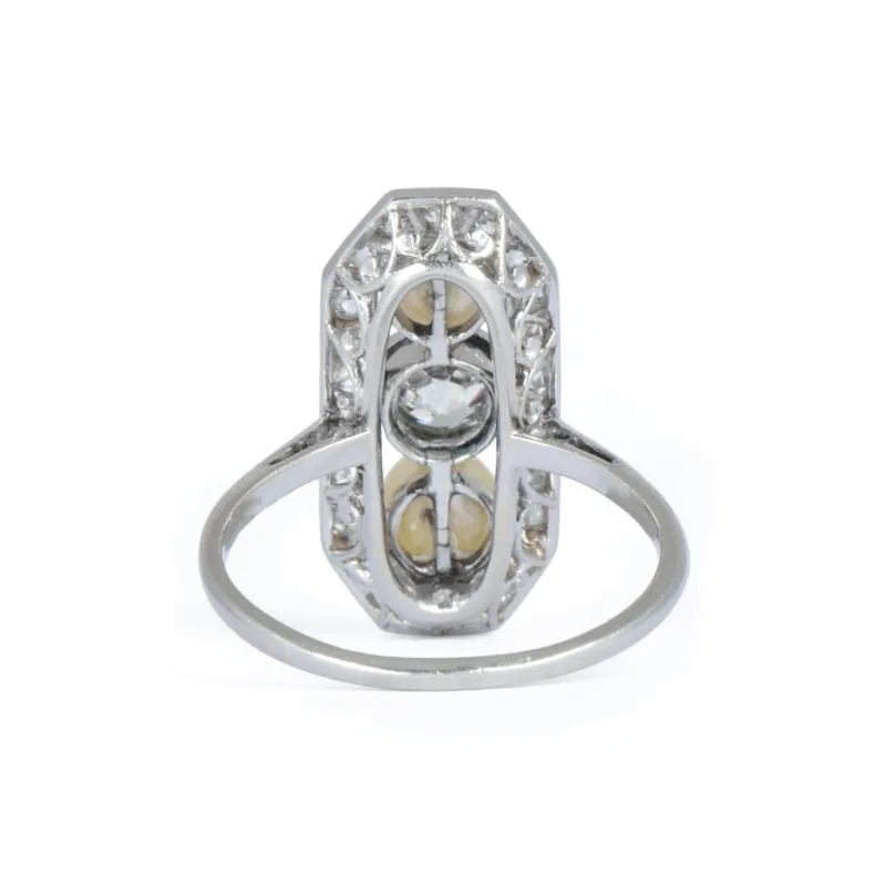Edwardian Platinum, Diamond & Natural Pearl Ring
