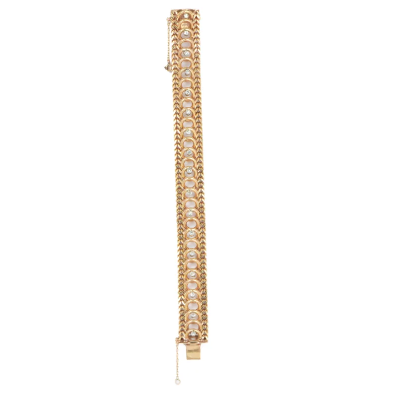 Mid-Century 18k Gold & Diamond Bracelet