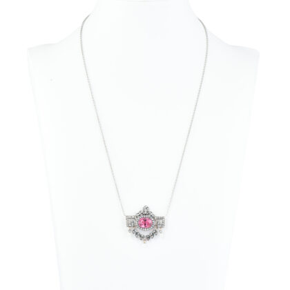Belle Époque Pink Tourmaline, Diamond & Pearl Pendant