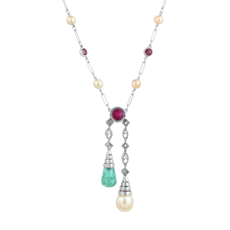 Art Deco Tiffany & Co Gem Set Negligee Necklace