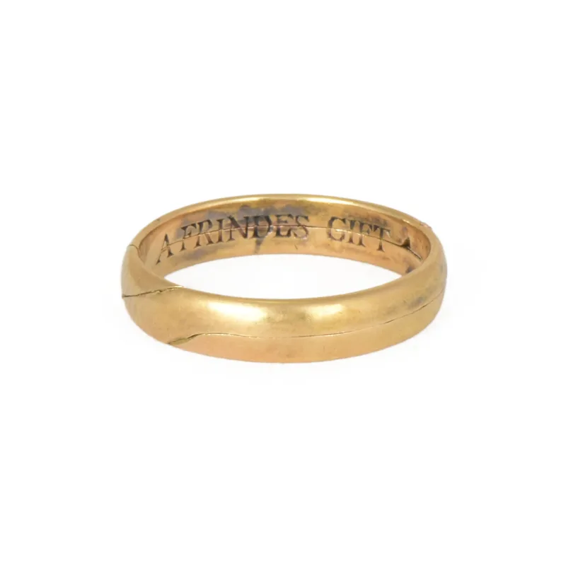 Victorian 15k Gold Gimmel Ring Inscribed “A Frindes Gift”