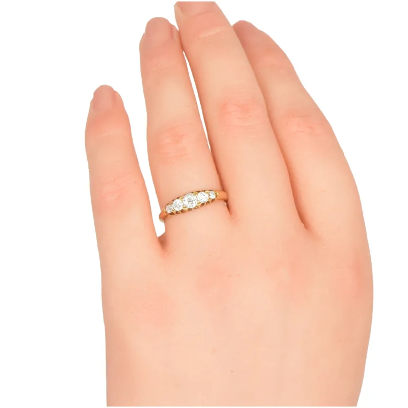 Victorian 18k Gold Five Stone Diamond Ring