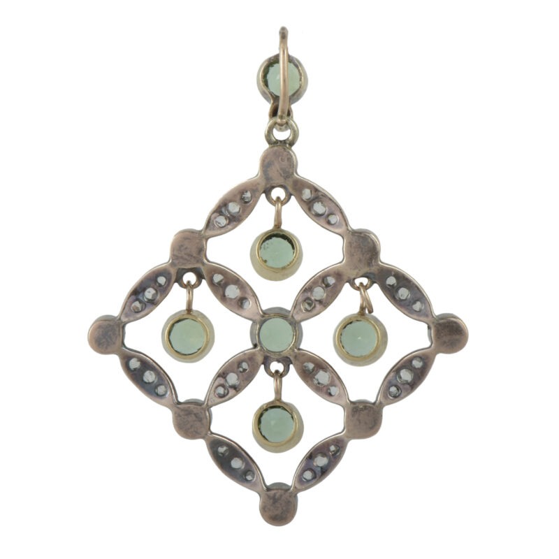 Victorian Peridot Diamond & Pearl Pendant