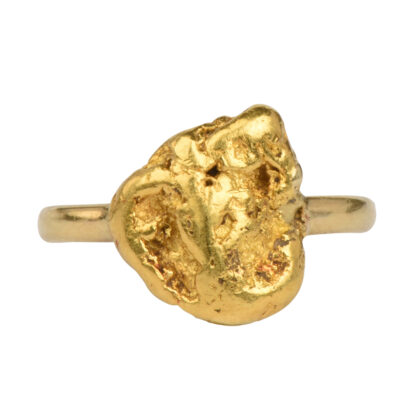 Antique 15k Gold Mounted 22k Gold Nugget Prospectors Ring