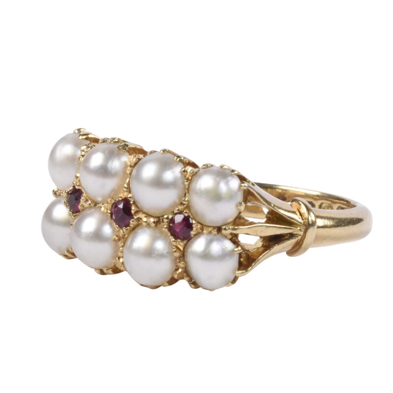 Antique 18k Gold, Pearl & Ruby Ring