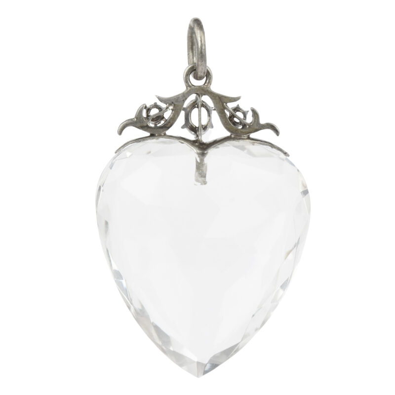 Antique Silver & Rock Crystal Heart Pendant