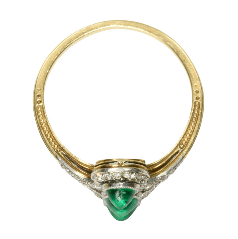 Art Deco 18k Gold, Platinum, Emerald & Diamond Ring