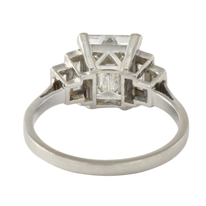 Art Deco Platinum 2 Carat Step Cut Diamond Ring