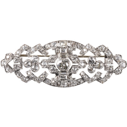 Art Deco Platinum And Diamond Geometric Brooch