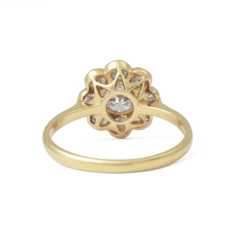 Edwardian 18k Gold Diamond Daisy Cluster Ring