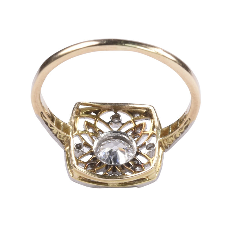 Belle Époque 14k Gold, Platinum & Diamond Lattice Work Ring