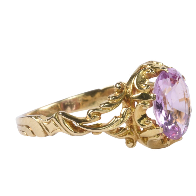 Victorian 18k Gold Pink Topaz Ring
