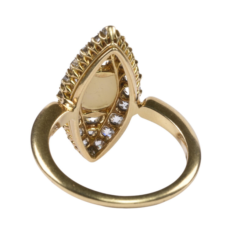 Victorian 18k Gold, Diamond & Pearl Navette Ring
