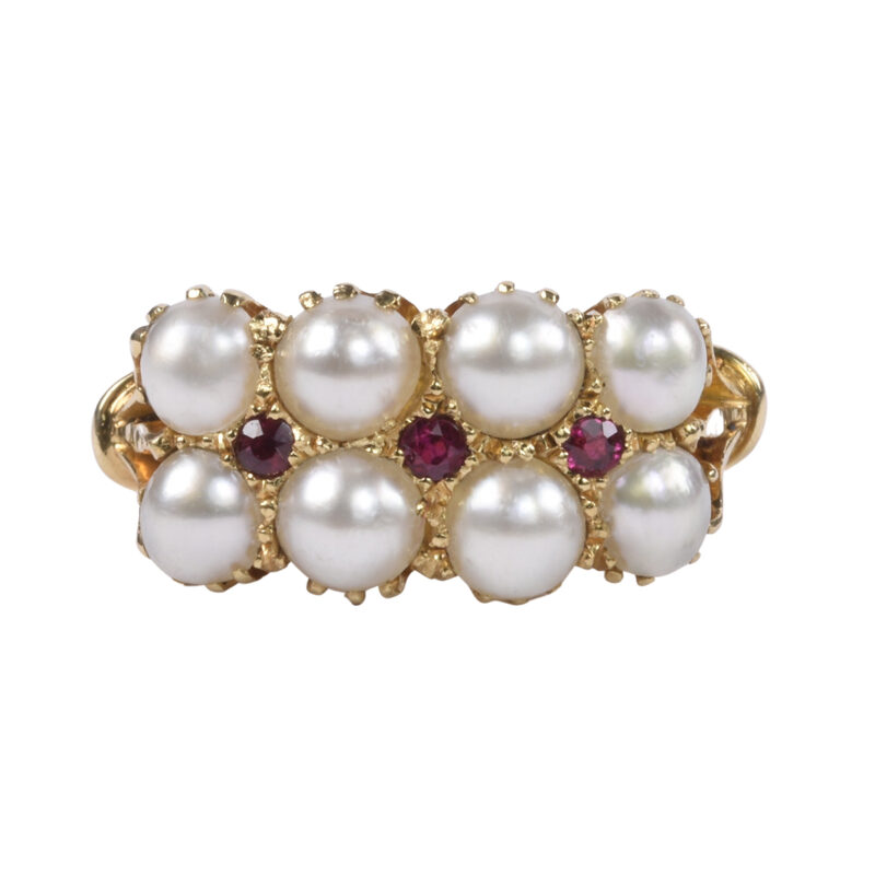 Antique 18k Gold, Pearl & Ruby Ring