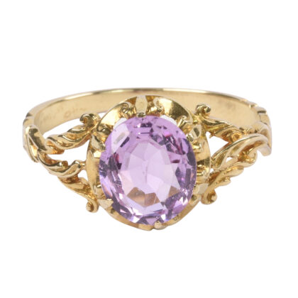 Victorian 18k Gold Pink Topaz Ring