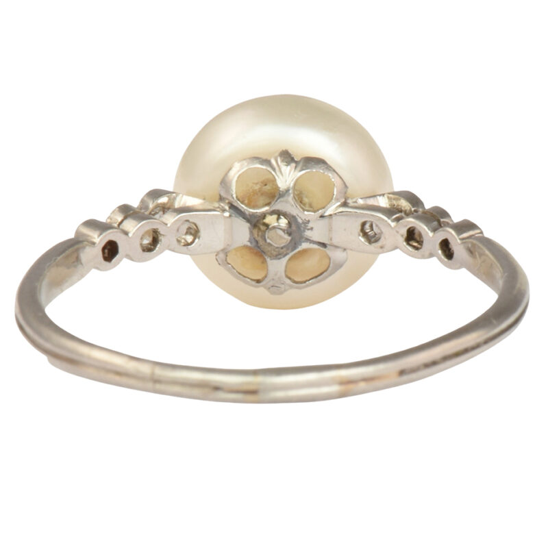 Early 20th Century Platinum, Diamond & Natural Pearl Ring
