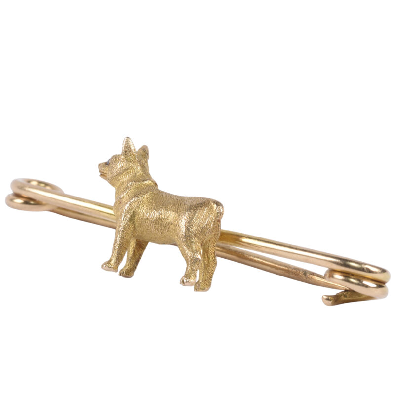 Edwardian 15k Gold Dog Brooch