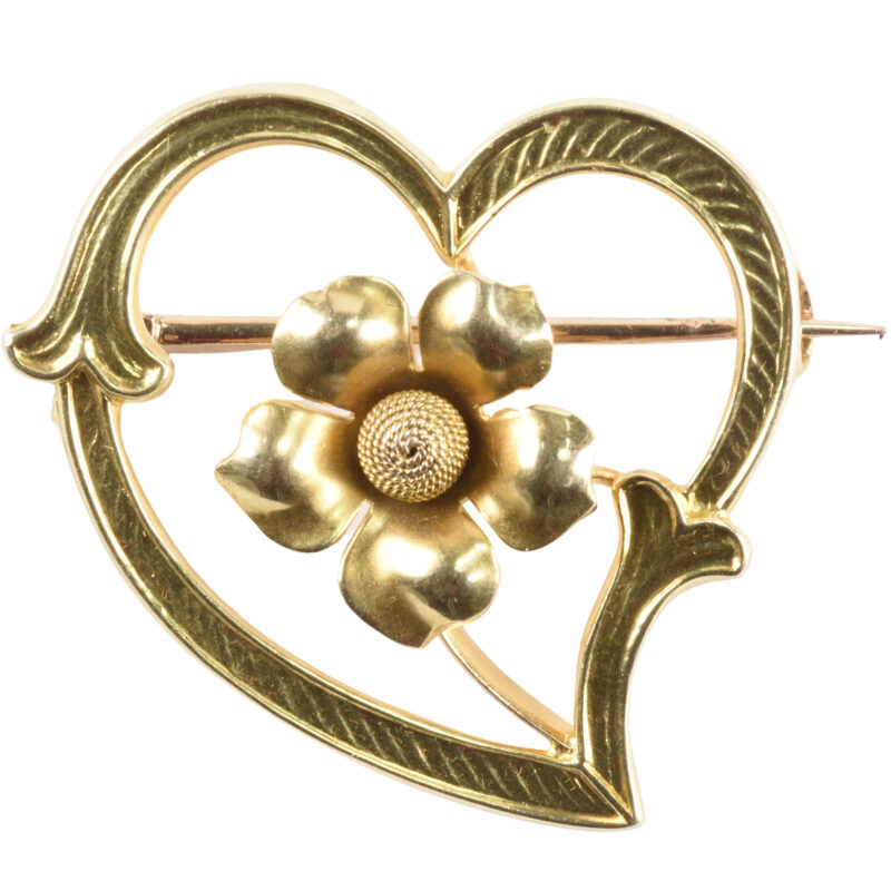 Edwardian 15k Gold Witches Heart Brooch