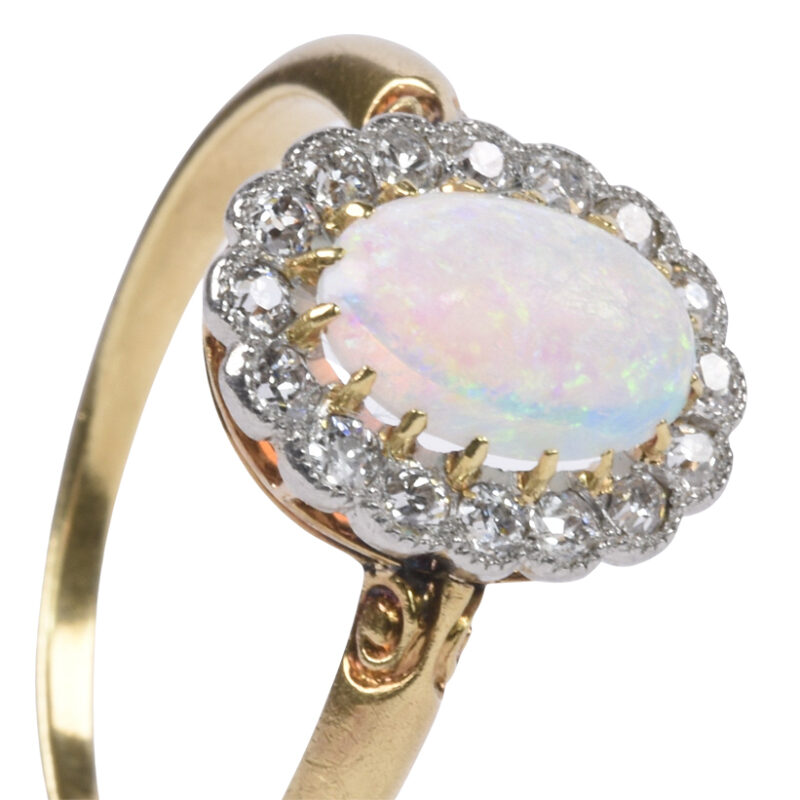 Edwardian 18ct Gold Opal & Diamond Ring