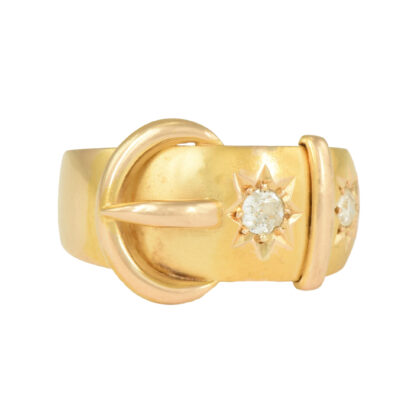 Edwardian 18k Gold & Diamond Buckle Ring Hallmarked 1910