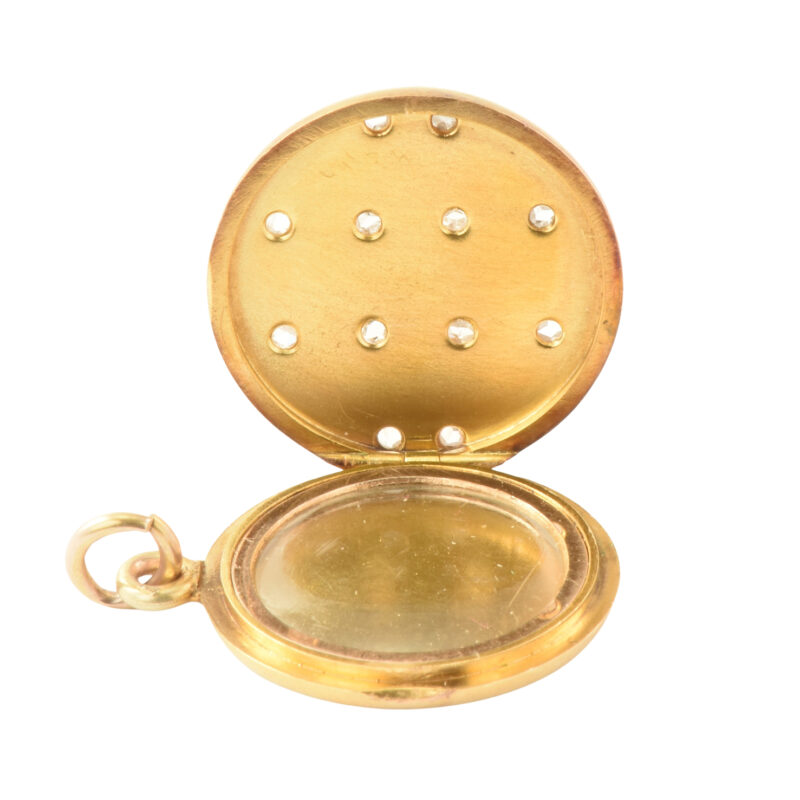 Edwardian 18k Gold Pearl & Diamond Chequered Locket