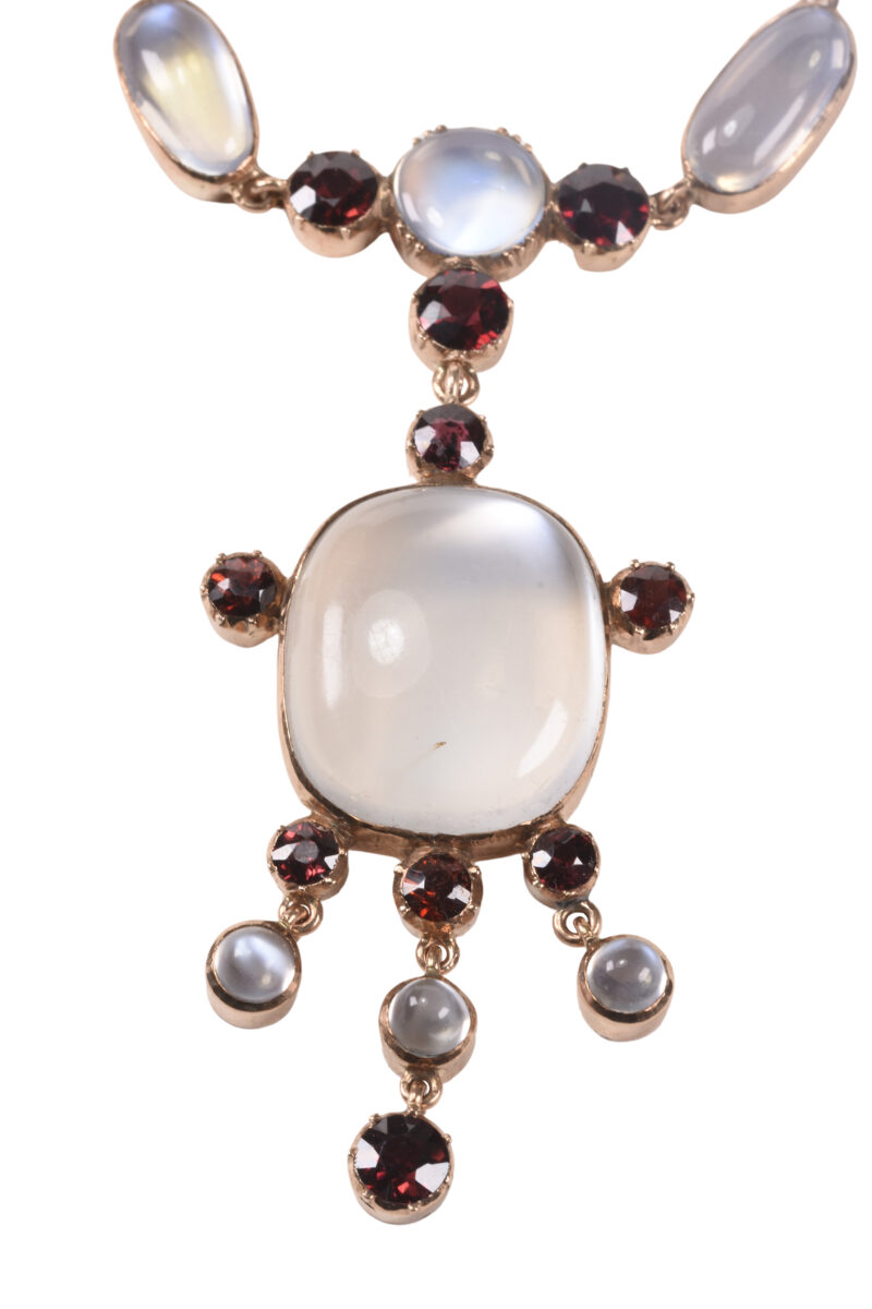 Edwardian Gold, Moonstone & Garnet Necklace