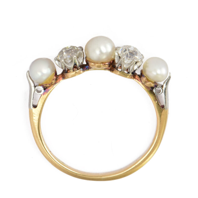 Edwardian Natural Pearl & Diamond Five Stone Ring