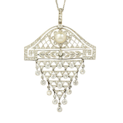 Edwardian Platinum, Diamond & Pearl Articulated Pendant