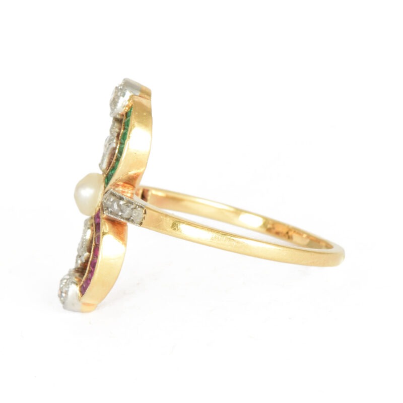 Edwardian Ruby, Emerald, Pearl & Diamond Ring