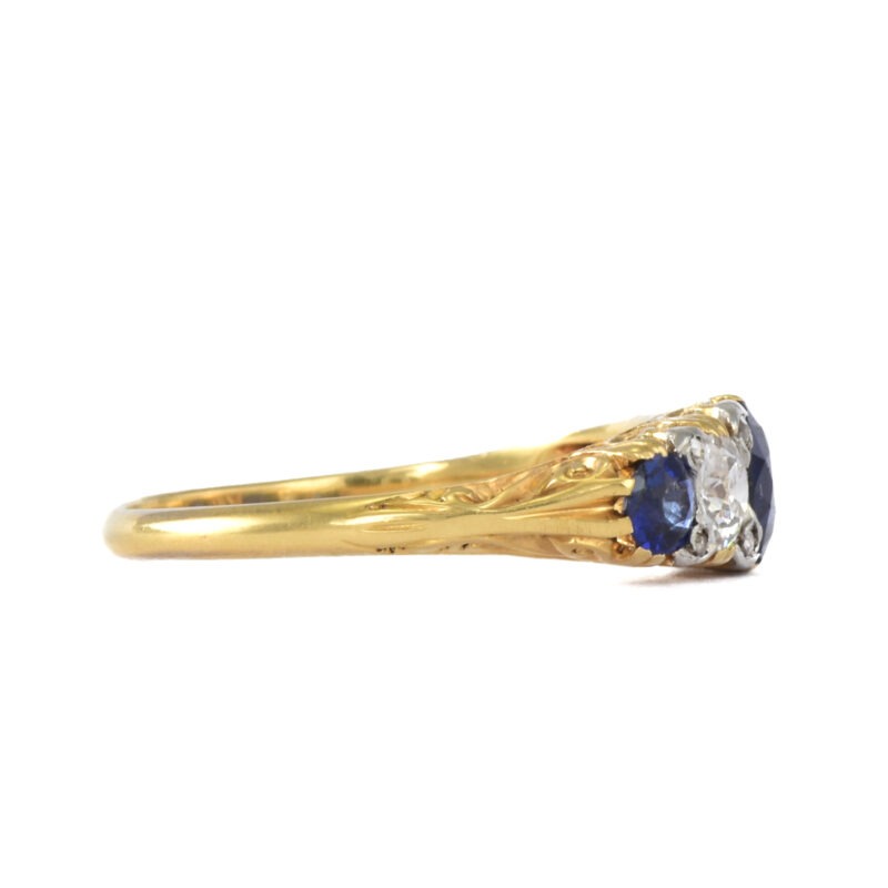 Edwardian Sapphire & Diamond Half Band Ring