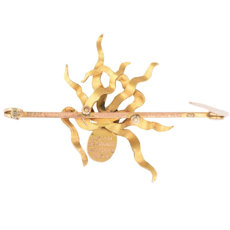 Edwardian Theatrical Interest Gold & Demantoid Garnet Octopus Brooch