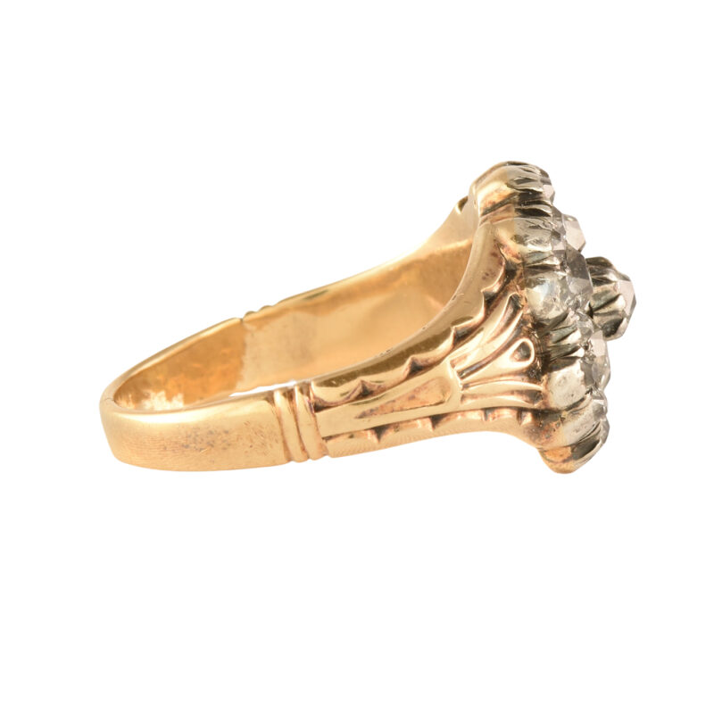 Georgian 15k Gold Diamond Cluster Ring