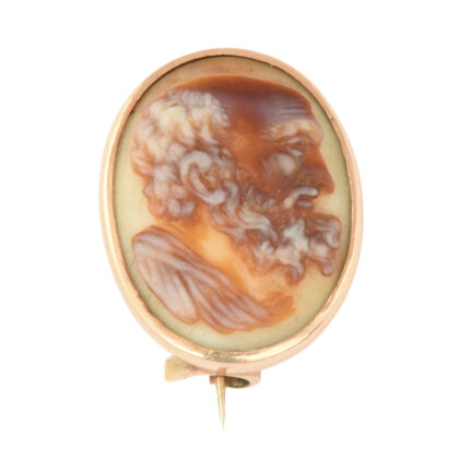 Georgian Gold & Cowry Shell Cameo Depicting Socrates