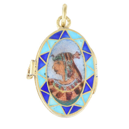 Egyptian Revival Silver & Enamel Moses Opening Charm