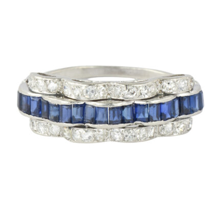 Mid Century Platinum, Sapphire & Diamond Ring
