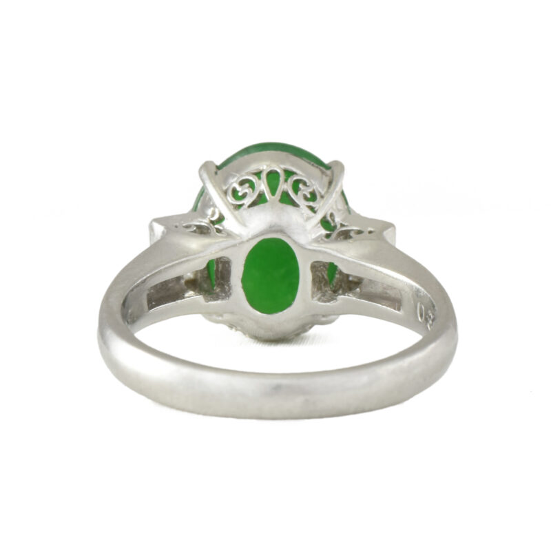 Platinum Jade & Diamond Three Stone Ring