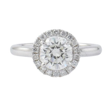 Pre-Owned 18k White Gold Diamond Halo Ring