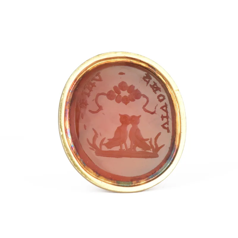 Georgian Gold & Carnelian “Love Birds” Intaglio Seal