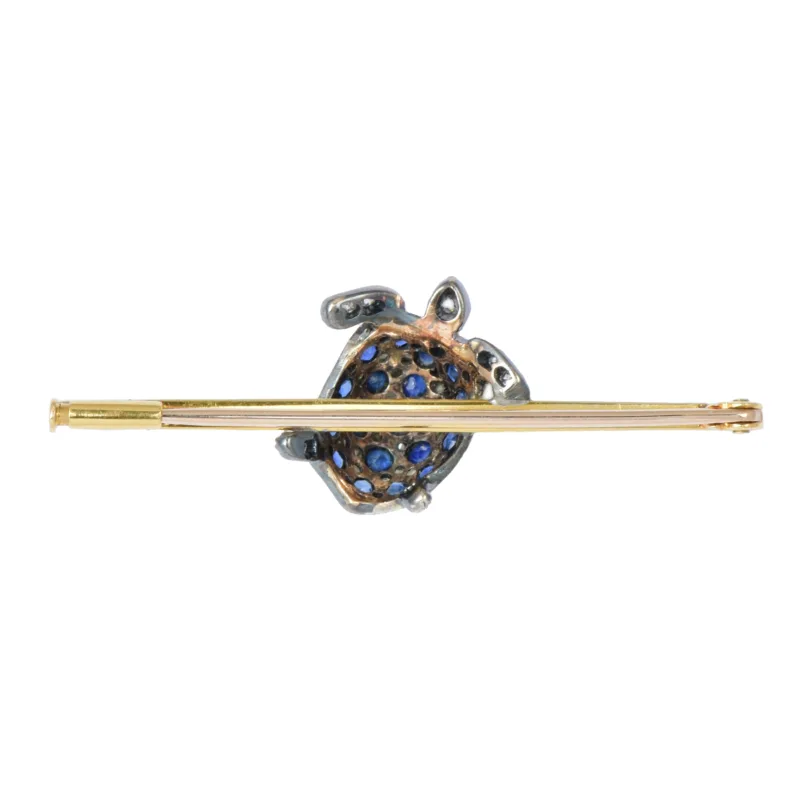 Victorian Sapphire & Diamond Turtle Brooch