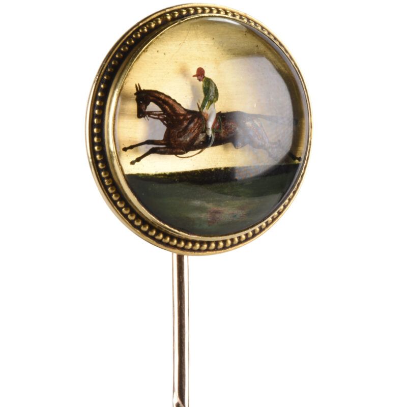 Victorian 15k Gold, Essex Crystal Equestrian Stick Pin
