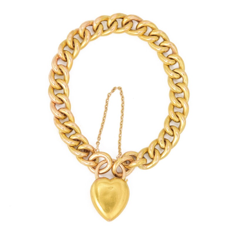 Victorian 15k Gold Heart Padlock Bracelet