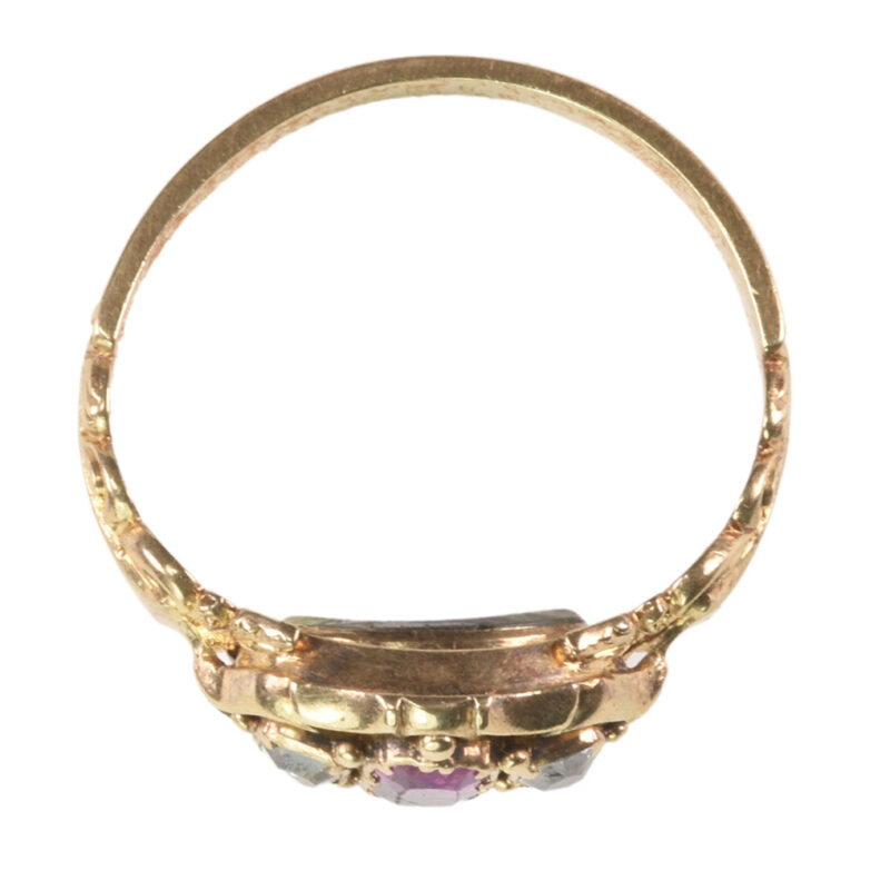Victorian 15k Gold, Ruby & Diamond Locket Ring
