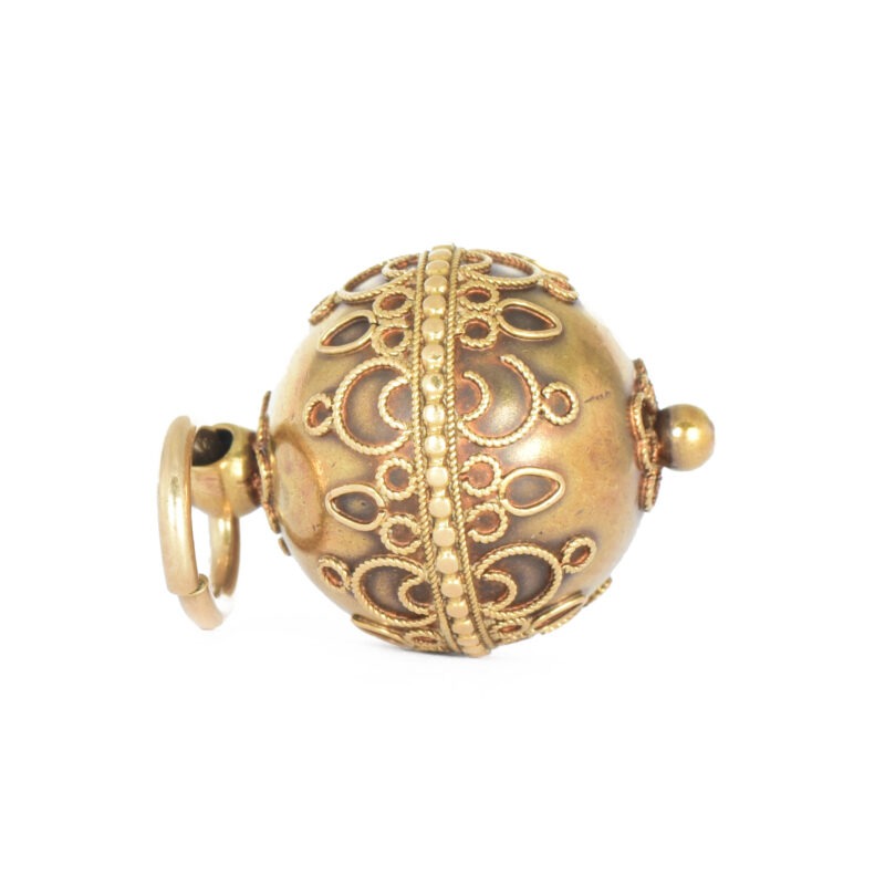 Victorian 18k Gold Cannetille Orb Charm