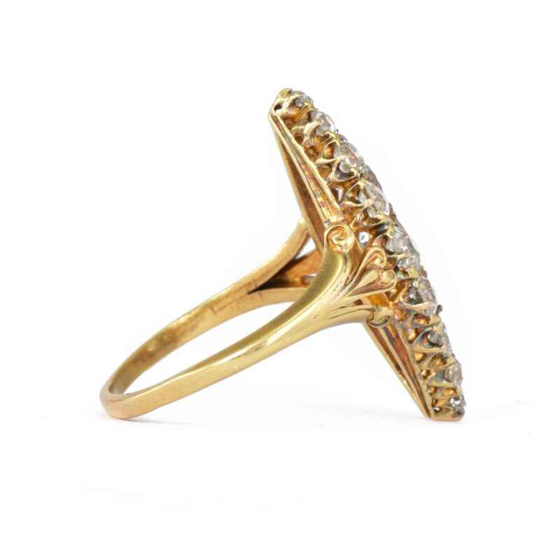 Victorian 18k Gold & Diamond Navette Ring