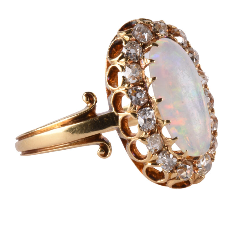 Victorian 18k Gold, Opal & Diamond Ring