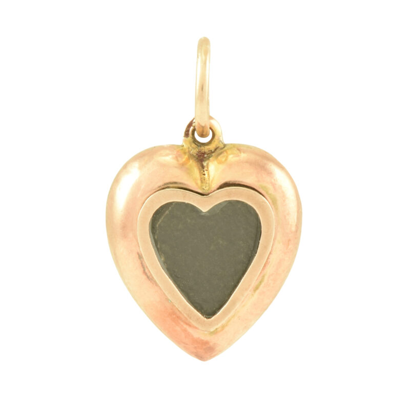 Victorian 9k Gold Red Enamel & Pearl Heart Locket