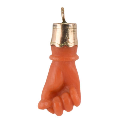 Victorian Gold Mounted Coral Hand Charm